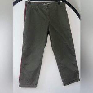 Universal Thread Olive Chinos with Red Stripe